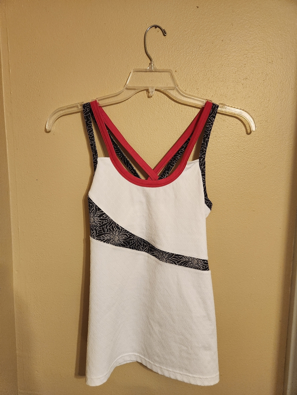 Prince Women's medium white pink black athletic top strappy pickleball tennis